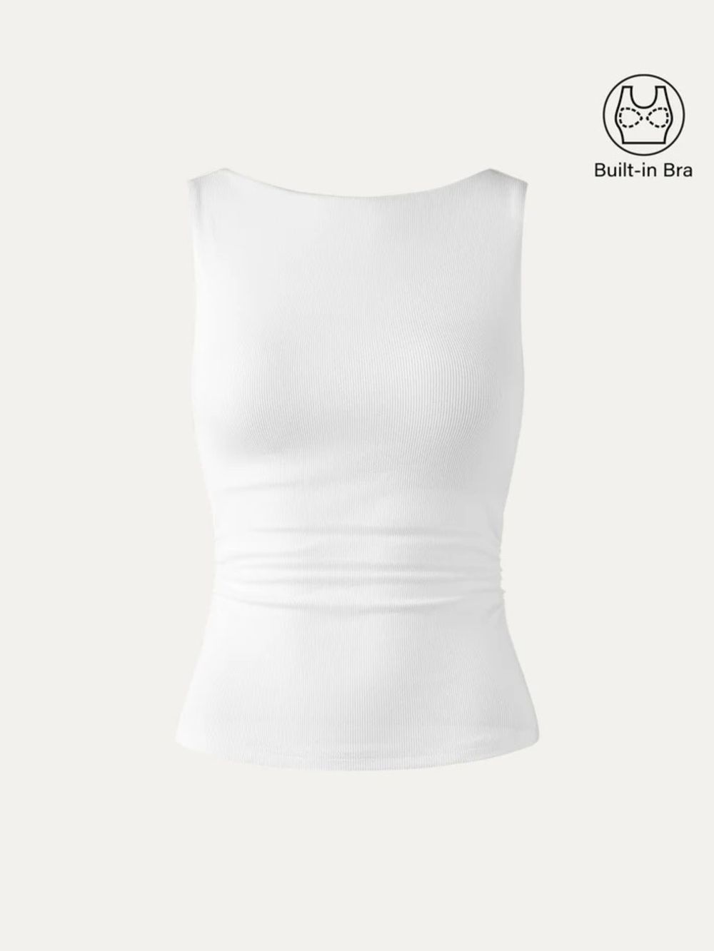 NWT OGL ELASTIC OPEN BACK BRA TANK IN WHITE - Picture 2 of 7